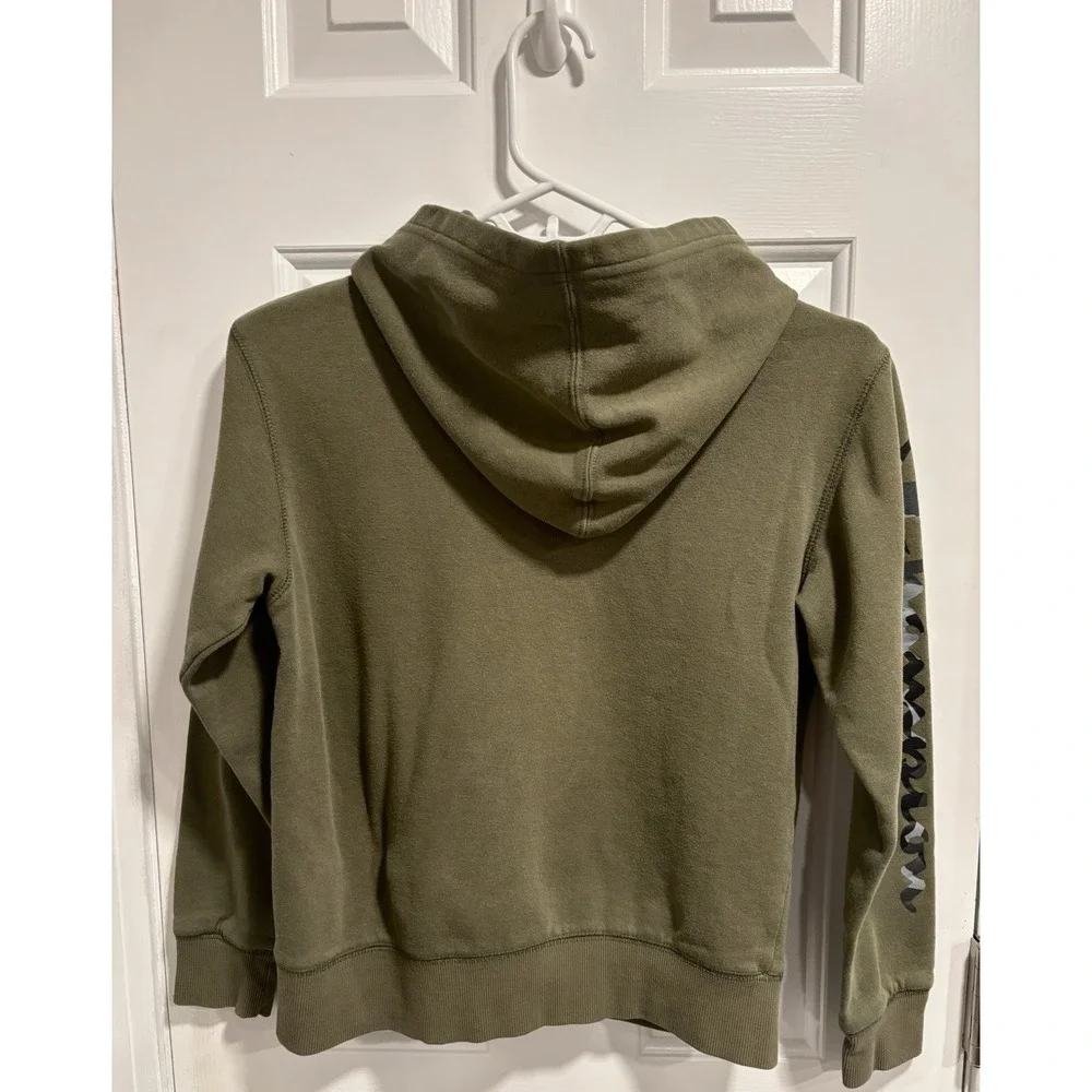 Champion Hoodie Boys Medium Green Sweatshirt Sweater Spell Out‎ Logo Youth Olive